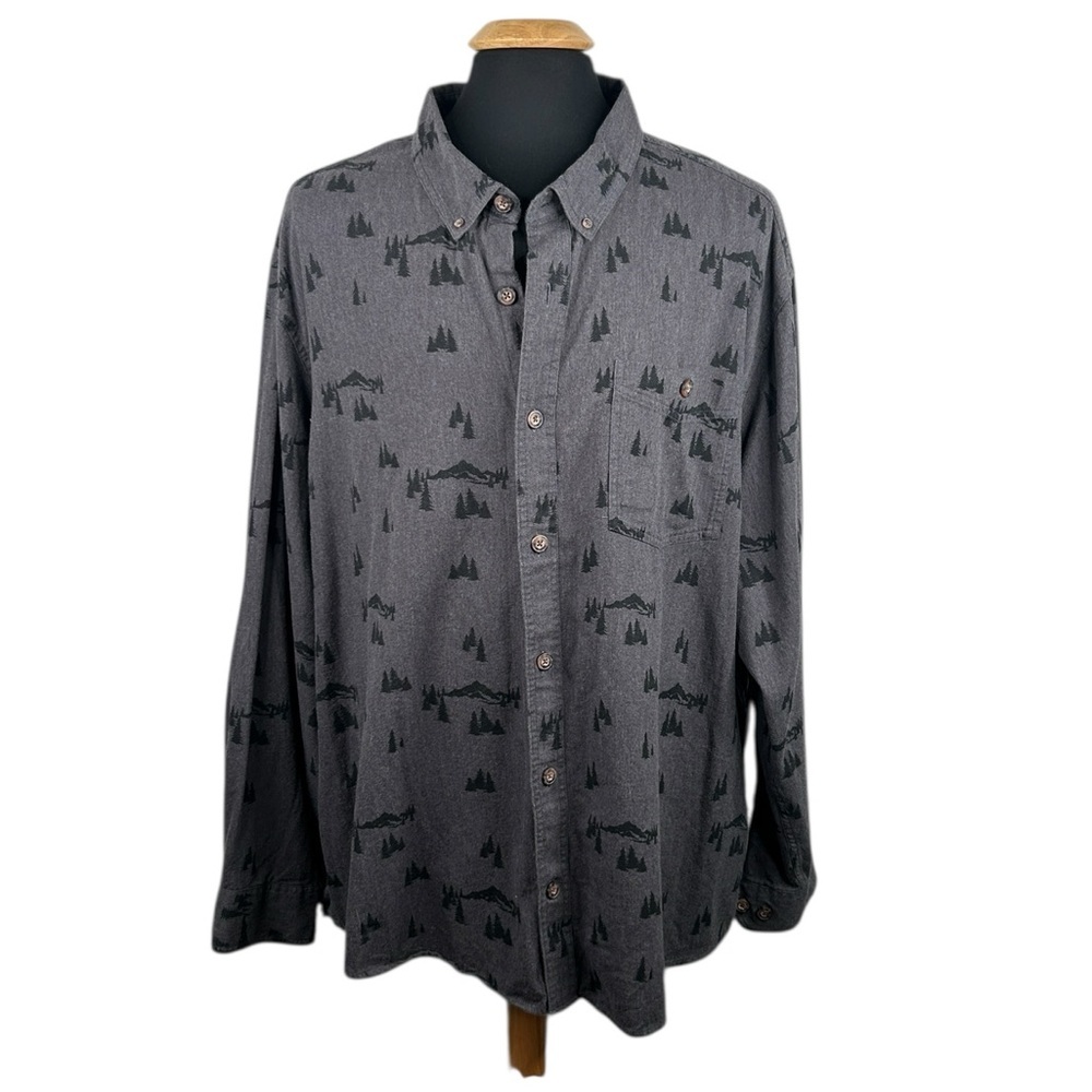 Duluth Trading Co Untucked Gray 100% Cotton Outdoor Tree Print Top Size 3XL